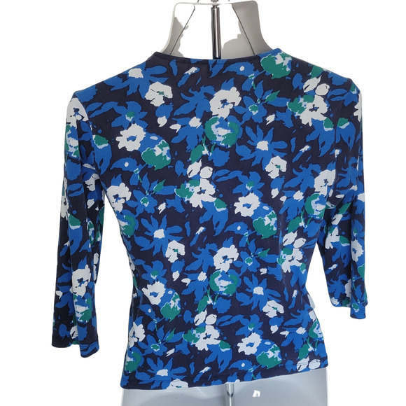 100% Cotton Floral V-neck Career Top L - Picture 2 of 7